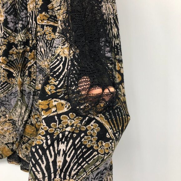 Free People Sepia Toned New World Jersey Nouveau flowy cross front Top size S - Picture 9 of 16